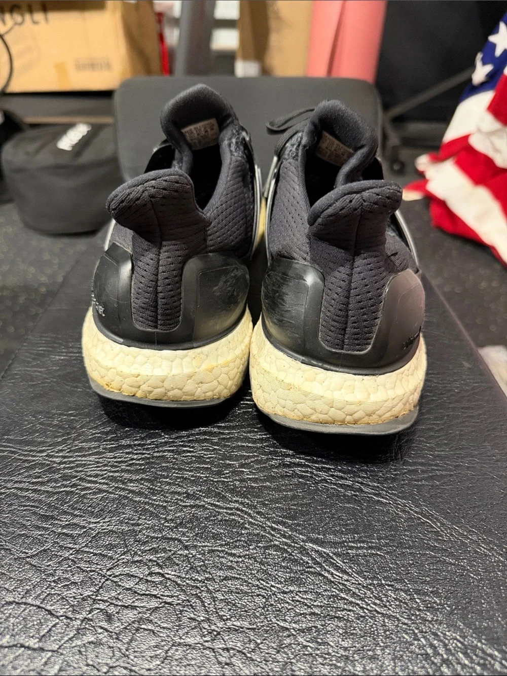 adidas Men’s Black Knit Sneakers with Cream Accents